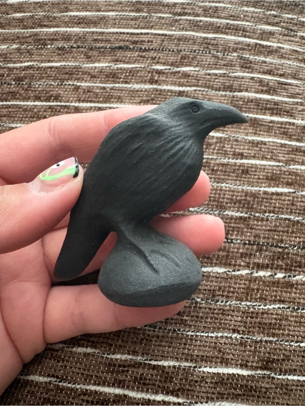 Raven / Crow Bird obsidian crystal carving